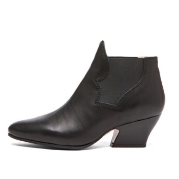 ACNE STUDIOS Alma Western Inspired Leather Ankle Booties in black - Picture 1 of 12